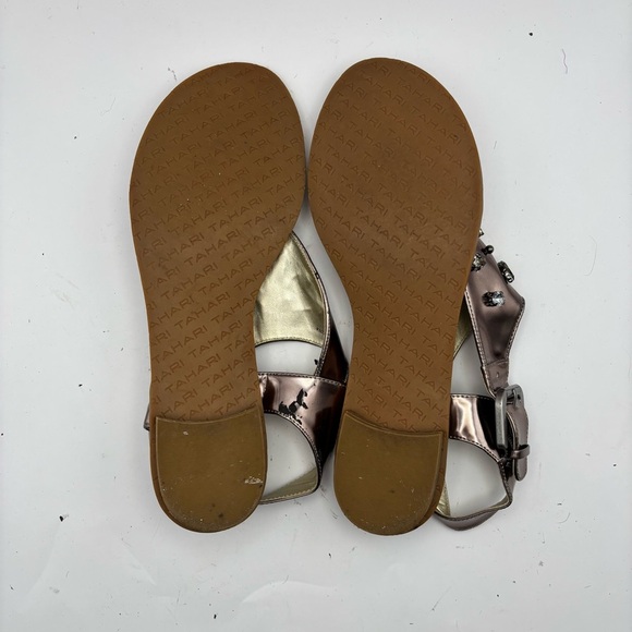 Tahari Metallic Taupe Sandals with Embellishments Size 9 - Picture 5 of 9